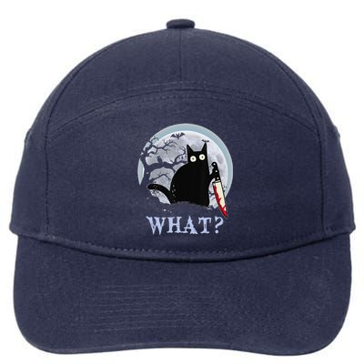 Cat What Murderous Black Cat With Knife Halloween Costume 7-Panel Snapback Hat