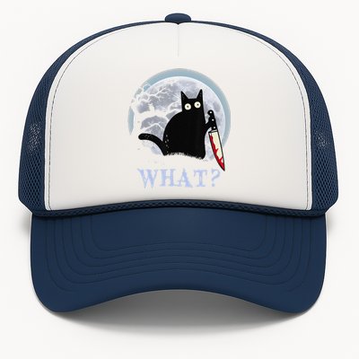 Cat What Murderous Black Cat With Knife Halloween Costume Trucker Hat