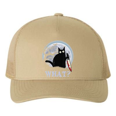 Cat What Murderous Black Cat With Knife Halloween Costume Yupoong Adult 5-Panel Trucker Hat