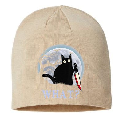 Cat What Murderous Black Cat With Knife Halloween Costume Sustainable Beanie