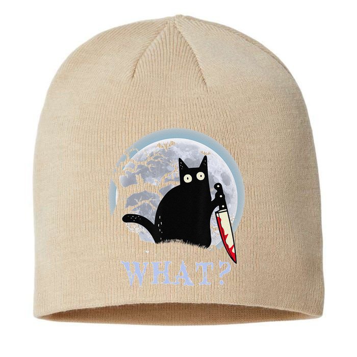 Cat What Murderous Black Cat With Knife Halloween Costume Sustainable Beanie