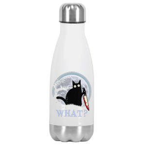 Cat What Murderous Black Cat With Knife Halloween Costume Stainless Steel Insulated Water Bottle