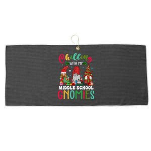 Chilling With My Middle School Teacher Gnomies Christmas Gift Large Microfiber Waffle Golf Towel