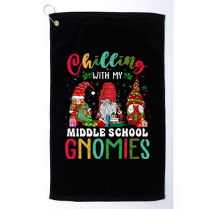 Chilling With My Middle School Teacher Gnomies Christmas Gift Platinum Collection Golf Towel