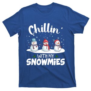 Chillin With My Snowmies Funny Snow Christmas Snowflakes Gift T-Shirt