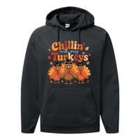 Chillin With My Turkeys Thanksgiving Family Matching Performance Fleece Hoodie