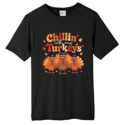 Chillin With My Turkeys Thanksgiving Family Matching Tall Fusion ChromaSoft Performance T-Shirt