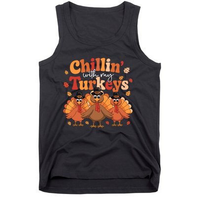 Chillin With My Turkeys Thanksgiving Family Matching Tank Top