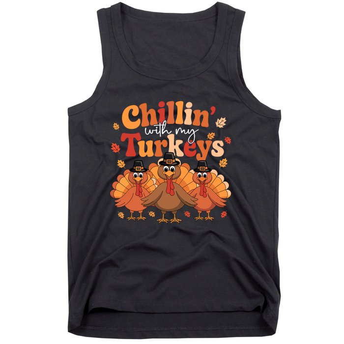 Chillin With My Turkeys Thanksgiving Family Matching Tank Top