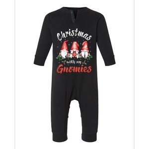 Christmas With My Gnomies Gnomes Christmas Gift Infant Fleece One Piece