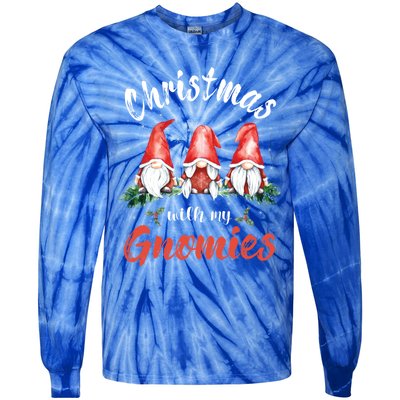 Christmas With My Gnomies Gnomes Christmas Gift Tie-Dye Long Sleeve Shirt