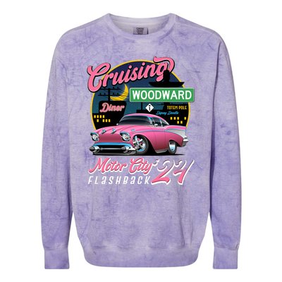 Cruising Woodward Motor City Flashback 2024 Pink Version Colorblast Crewneck Sweatshirt