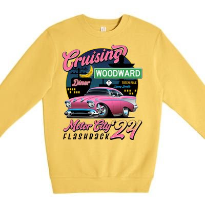 Cruising Woodward Motor City Flashback 2024 Pink Version Premium Crewneck Sweatshirt