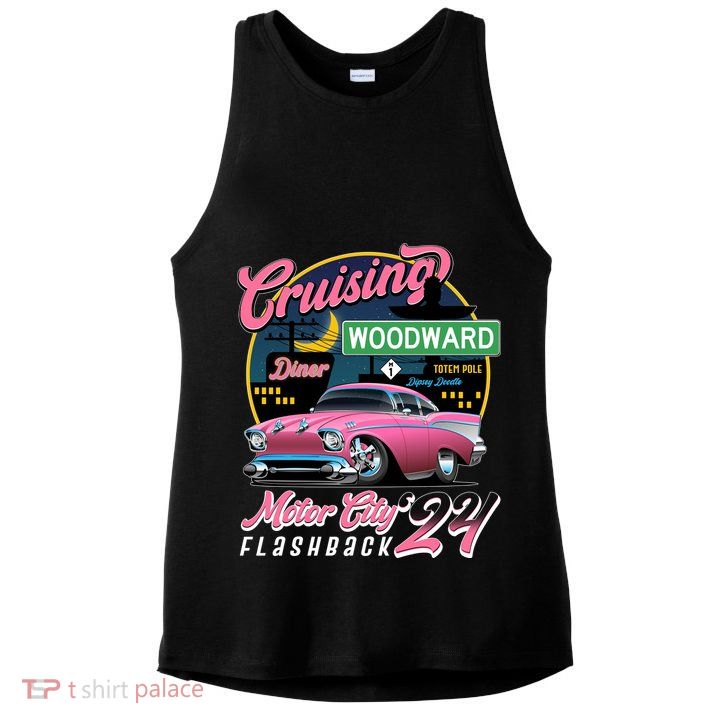 Cruising Woodward Motor City Flashback 2024 Pink Version Ladies PosiCharge Tri-Blend Wicking Tank