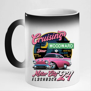 Cruising Woodward Motor City Flashback 2024 Pink Version 11oz Black Color Changing Mug