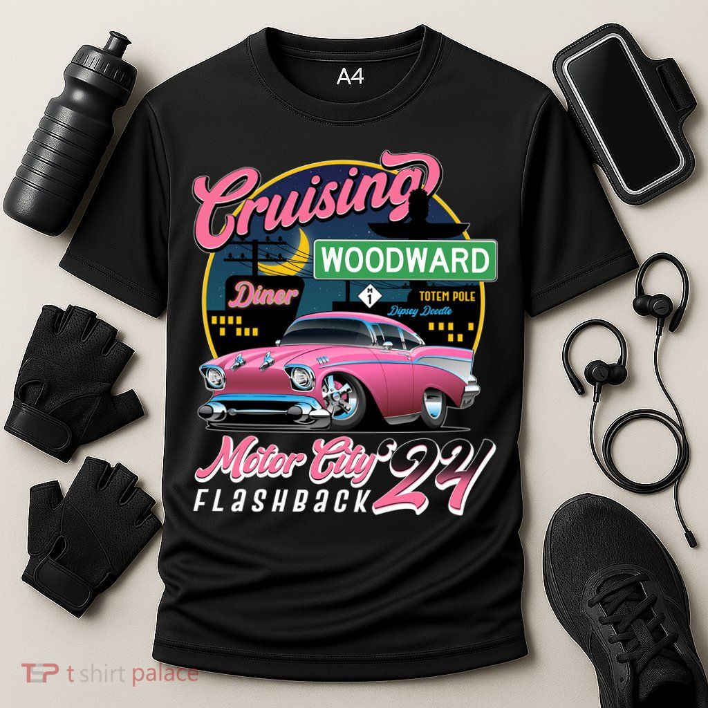 Cruising Woodward Motor City Flashback 2024 Pink Version Performance Shirt