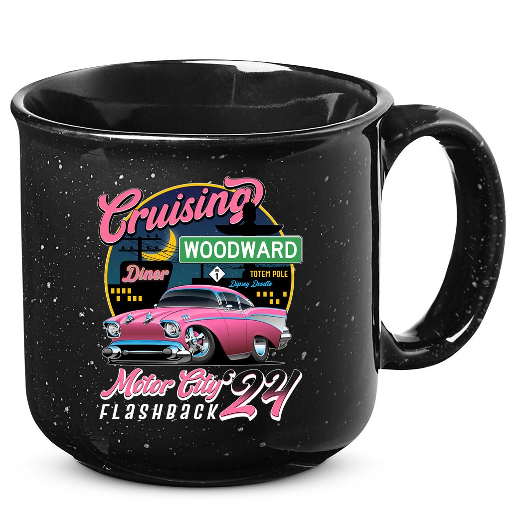 Cruising Woodward Motor City Flashback 2024 Pink Version 15oz Campfire Ceramic Mug