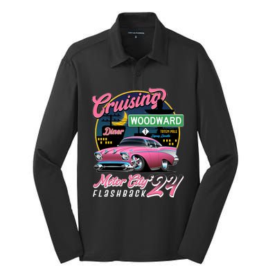 Cruising Woodward Motor City Flashback 2024 Pink Version Silk Touch Performance Long Sleeve Polo