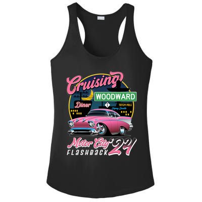 Cruising Woodward Motor City Flashback 2024 Pink Version Ladies PosiCharge Competitor Racerback Tank