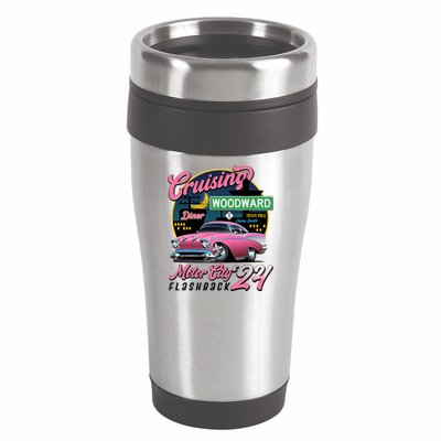 Cruising Woodward Motor City Flashback 2024 Pink Version 16oz Travel Tumbler
