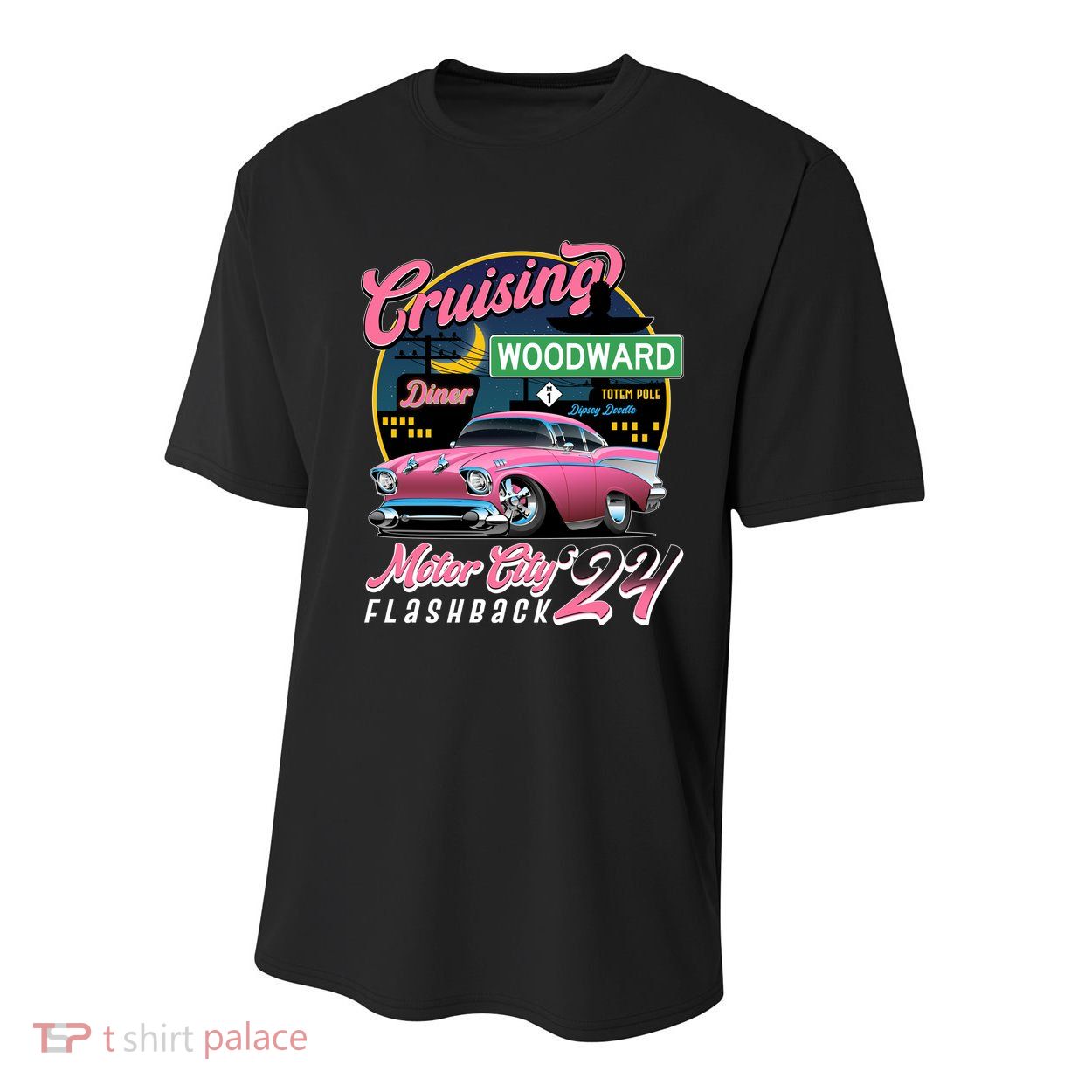 Cruising Woodward Motor City Flashback 2024 Pink Version Youth Performance Sprint T-Shirt