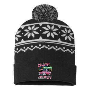 Cruising Woodward Motor City Flashback 2024 Pink Version USA-Made Snowflake Beanie