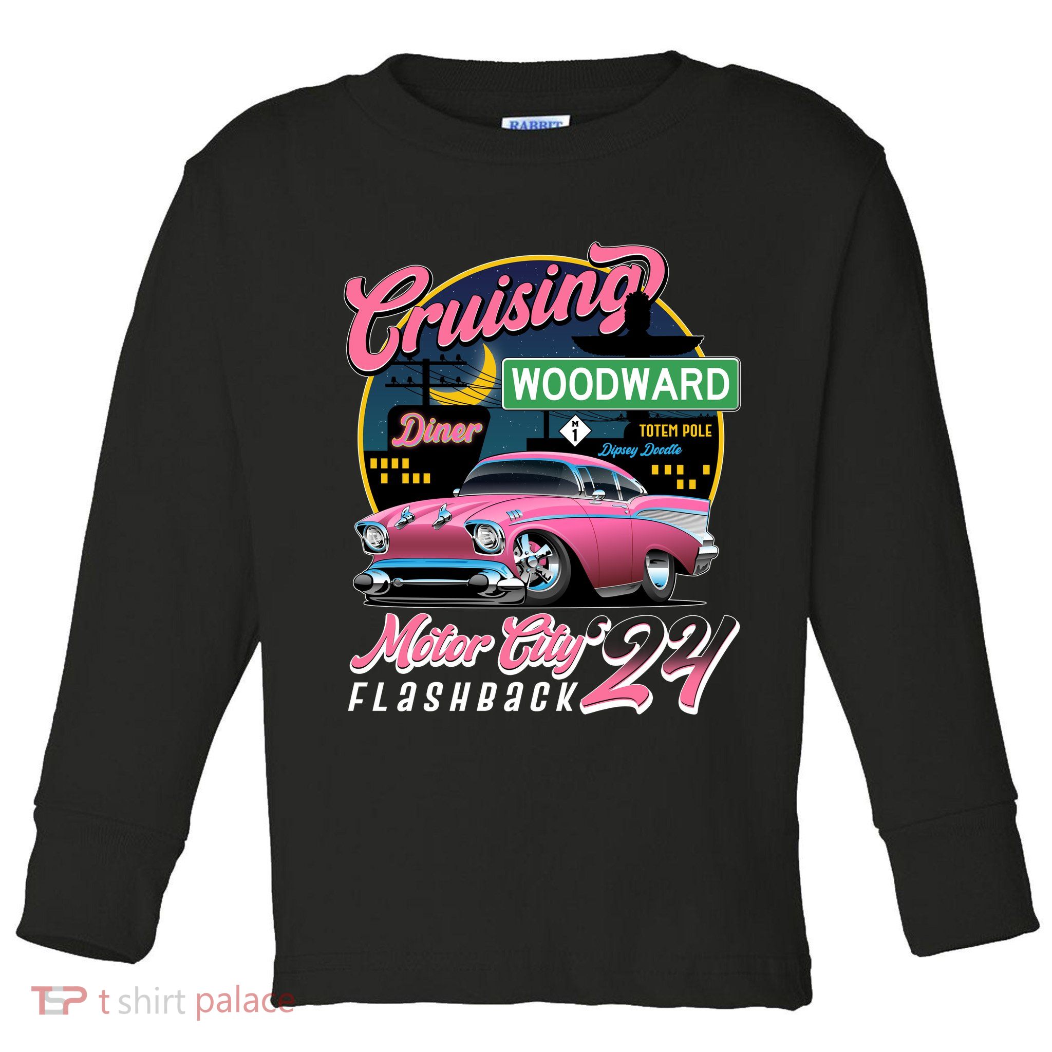 Cruising Woodward Motor City Flashback 2024 Pink Version Toddler Long Sleeve Shirt