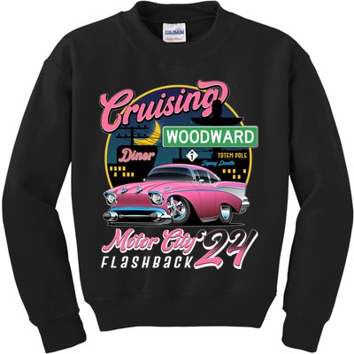 Cruising Woodward Motor City Flashback 2024 Pink Version Kids Sweatshirt