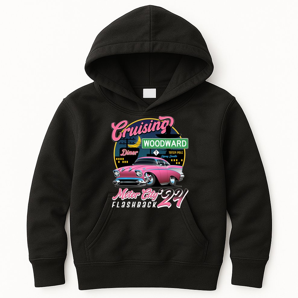 Cruising Woodward Motor City Flashback 2024 Pink Version Kids Hoodie