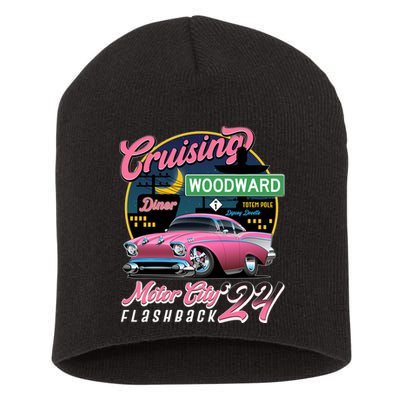 Cruising Woodward Motor City Flashback 2024 Pink Version Short Acrylic Beanie
