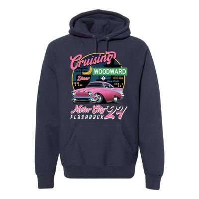 Cruising Woodward Motor City Flashback 2024 Pink Version Premium Hoodie