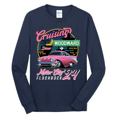 Cruising Woodward Motor City Flashback 2024 Pink Version Tall Long Sleeve T-Shirt