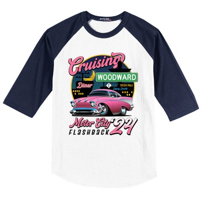 Cruising Woodward Motor City Flashback 2024 Pink Version Baseball Sleeve Shirt