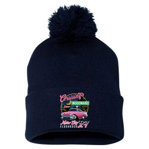 Cruising Woodward Motor City Flashback 2024 Pink Version Pom Pom 12in Knit Beanie