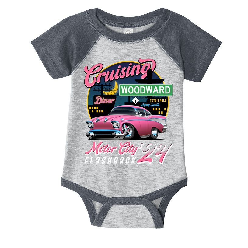 Cruising Woodward Motor City Flashback 2024 Pink Version Infant Baby Jersey Bodysuit