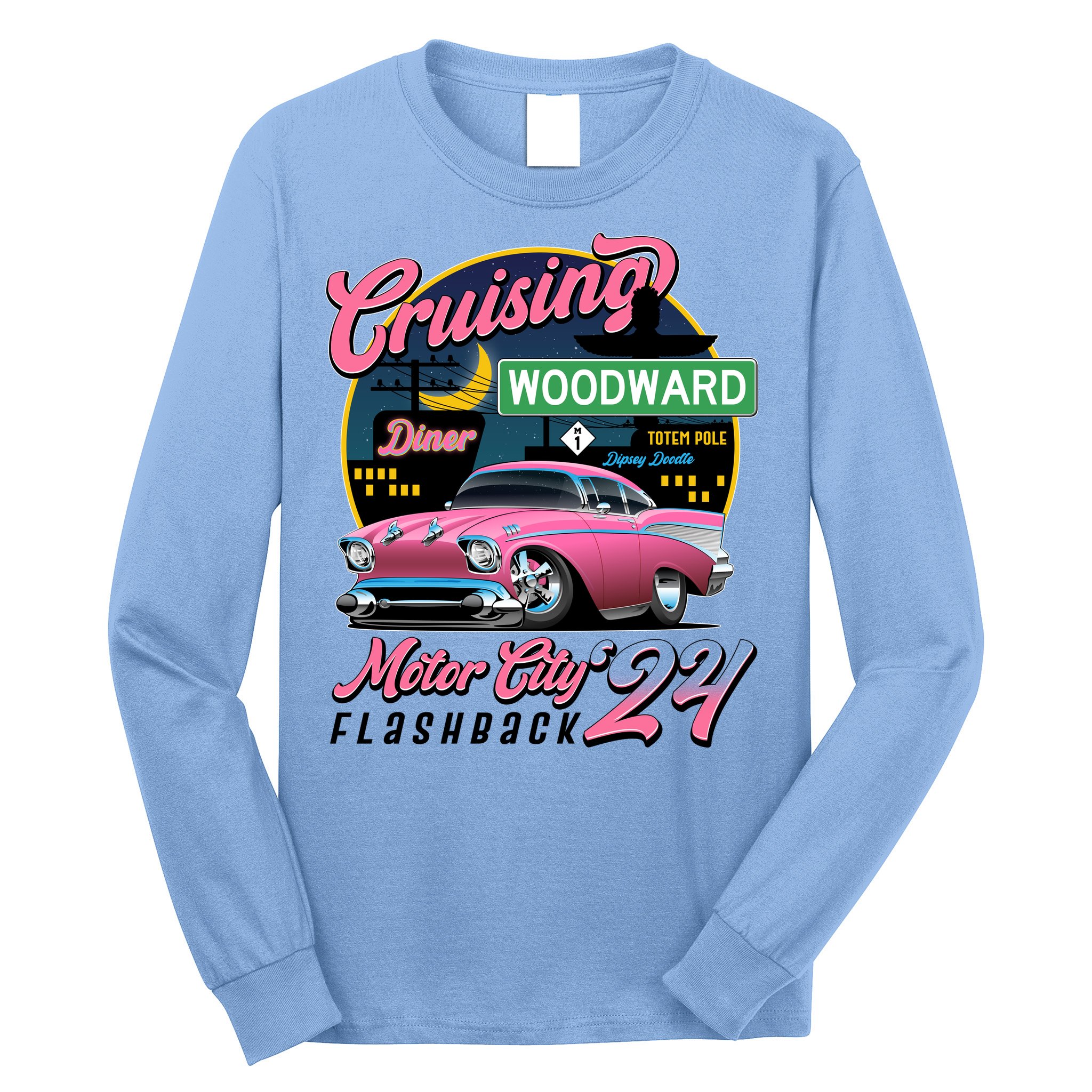 Cruising Woodward Motor City Flashback 2024 Pink Version Long Sleeve Shirt