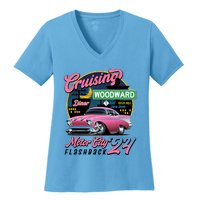 Cruising Woodward Motor City Flashback 2024 Pink Version Women's V-Neck T-Shirt