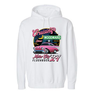 Cruising Woodward Motor City Flashback 2024 Pink Version Garment-Dyed Fleece Hoodie