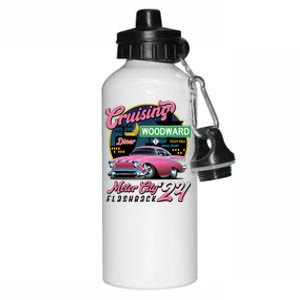 Cruising Woodward Motor City Flashback 2024 Pink Version Aluminum Water Bottle