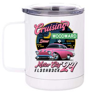 Cruising Woodward Motor City Flashback 2024 Pink Version 12 oz Stainless Steel Tumbler Cup