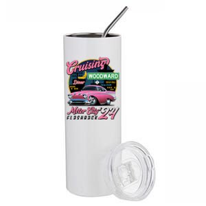 Cruising Woodward Motor City Flashback 2024 Pink Version Stainless Steel Tumbler