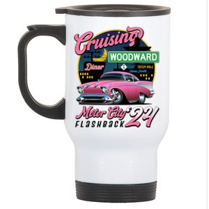 Cruising Woodward Motor City Flashback 2024 Pink Version Stainless Steel Travel Mug