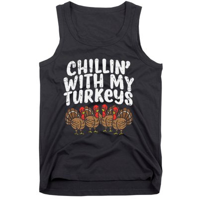 Chillin With My Turkeys Thanksgiving Family Tank Top