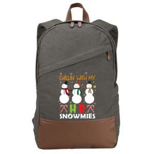 Chillin With My Hr Ager Snowmies Xmas Hu Resource Gift Cotton Canvas Backpack