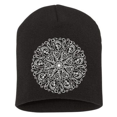 Curse Word Mandala Graphic Short Acrylic Beanie