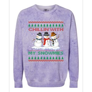 Chillin With My Snowmies Snow Ugly Christmas Sweater Gift Colorblast Crewneck Sweatshirt