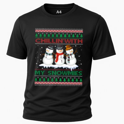Chillin With My Snowmies Snow Ugly Christmas Sweater Gift Performance Shirt