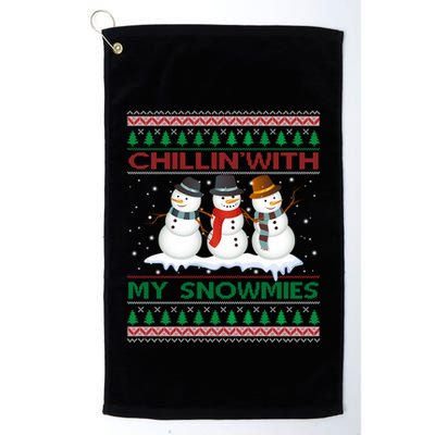 Chillin With My Snowmies Snow Ugly Christmas Sweater Gift Golf Towel