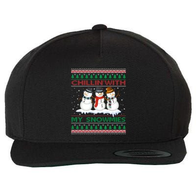 Chillin With My Snowmies Snow Ugly Christmas Sweater Gift Wool Snapback Cap