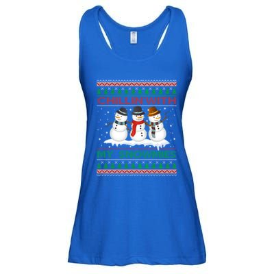 Chillin With My Snowmies Snow Ugly Christmas Sweater Gift Ladies Essential Flowy Tank